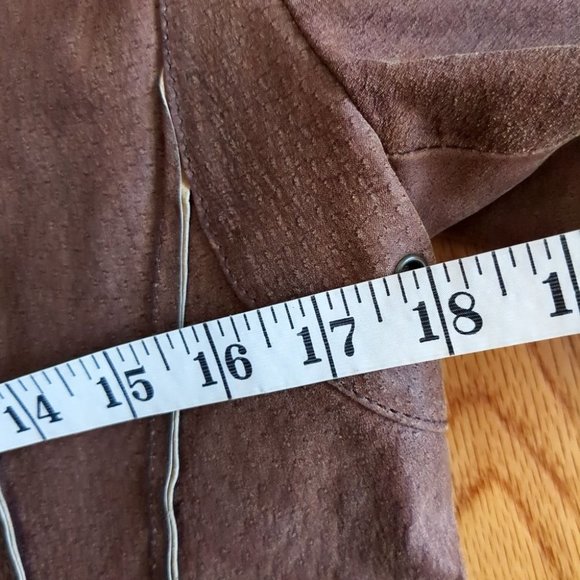 Rudsak 100% Nubuck Leather Biker Moto Jacket Braided Detail Chestnut Brown - Picture 14 of 16